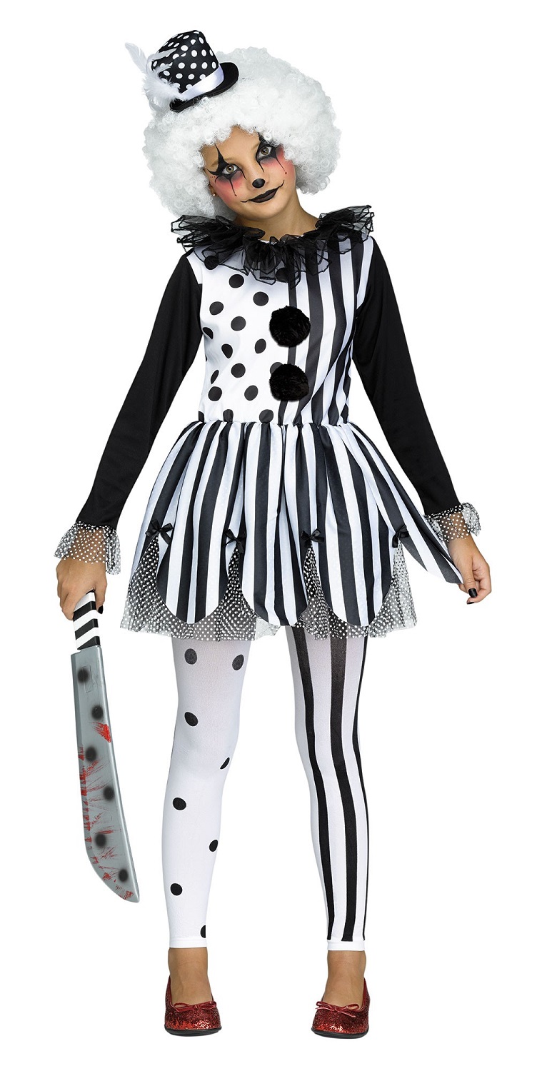 Girls Killer Clown Tutu Dress and Hat Halloween Child Costume