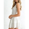thumbnail image 5 of Womens Ruffle Mini Dress Sleeveless A Line Fit and Flare Crew Neck Crochet Knit Tank Dresses White One size, 5 of 9