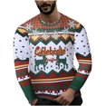 thumbnail image 1 of Pompotops Hauts Amusants pour Hommes Imprimé de Noël Col Rond Manches Longues T-Shirt Blouse en Solde, 1 of 5