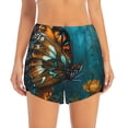 thumbnail image 4 of Lsque Elegant Butterfly And Flowers Printed Women's Running Shorts with Liner Pockets,Elastic Quick Dry Workout Athletic Gym Yoga Shorts,Womens High Waist Shorts-Large, 4 of 9