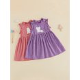 thumbnail image 3 of RUINIXCW Kids Toddler Baby Girl Gingham Plaid Dress Little Baby Girls Summer Tank Dress Ruffled Collar Embroidery Sweet A-line Dress 12 Months-5 Years, 3 of 9