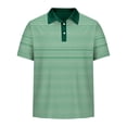 thumbnail image 5 of DayScoop Plus Size T-Shirt for Men Solid Color T Shirt Summer Short Sleeve Casual Fashion Buttons Striped Dry Sporty Breathable Turndown Collar Tops, 5 of 5