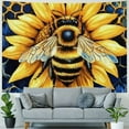 thumbnail image 4 of BCIIG Bees Tapestry Large Kids Sunflower Floral Wall Blanket for Boys Girls Teens Honeycomb Wall Hanging Farmhouse Wall Art Room Decorations Blue Yellow 40x30inch, 4 of 6