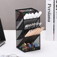 thumbnail image 5 of Organizador de escritorio para bolígrafos, organizador de pinceles de maquillaje, portalápices con 5 compartimentos, 20,5 x 9,5 x 9,5 cm, color negro, 5 of 5