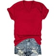 thumbnail image 1 of Hauts pour Femmes Zeophrasy Bas Uni Col en V Doublure Manches Courtes Transparent Moins de 5, 1 of 2