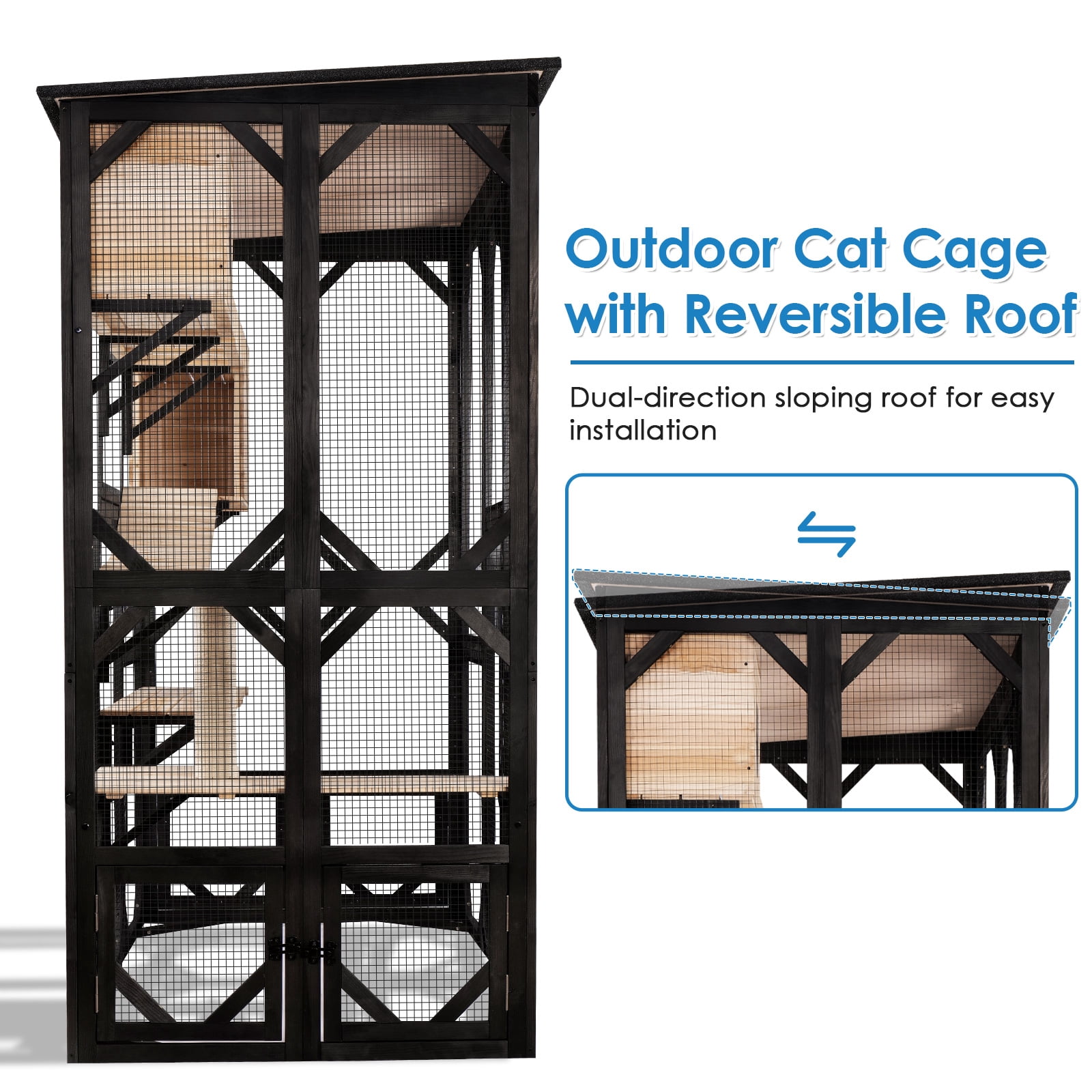 Large Catio Outdoor Cat Enclosure Walk in Cat House for Mulitiple Cats