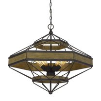 Cal Lighting Alicante 6-Light Pine Wood & Metal Chandelier in Brown/Black