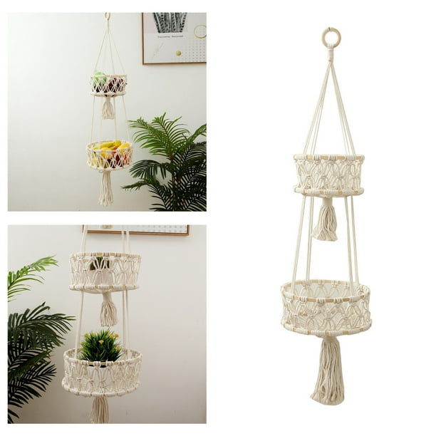 Colgador de macetas de interior Sharpla 2 niveles de macramé