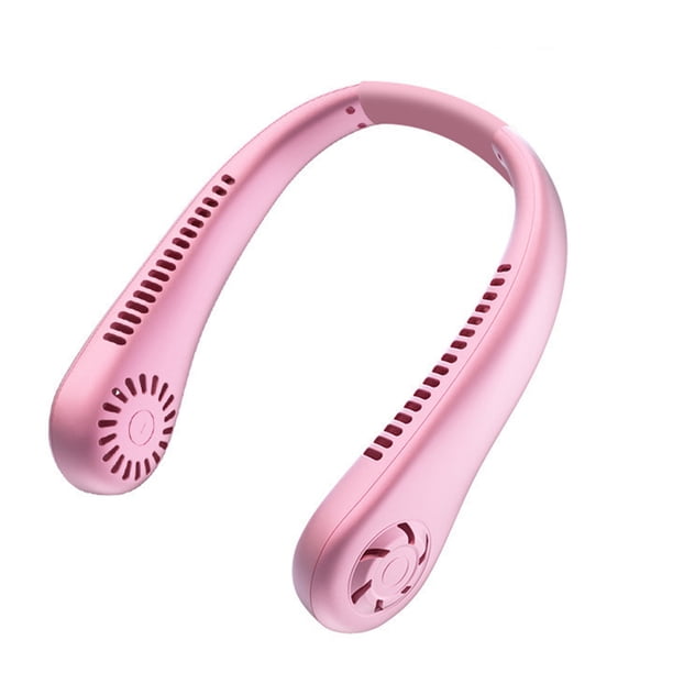 Abanico De Cuello Pequeño Mini ventilador deportivo sin aspas con carga USB de 1200 mAh para exteriores (rosa)