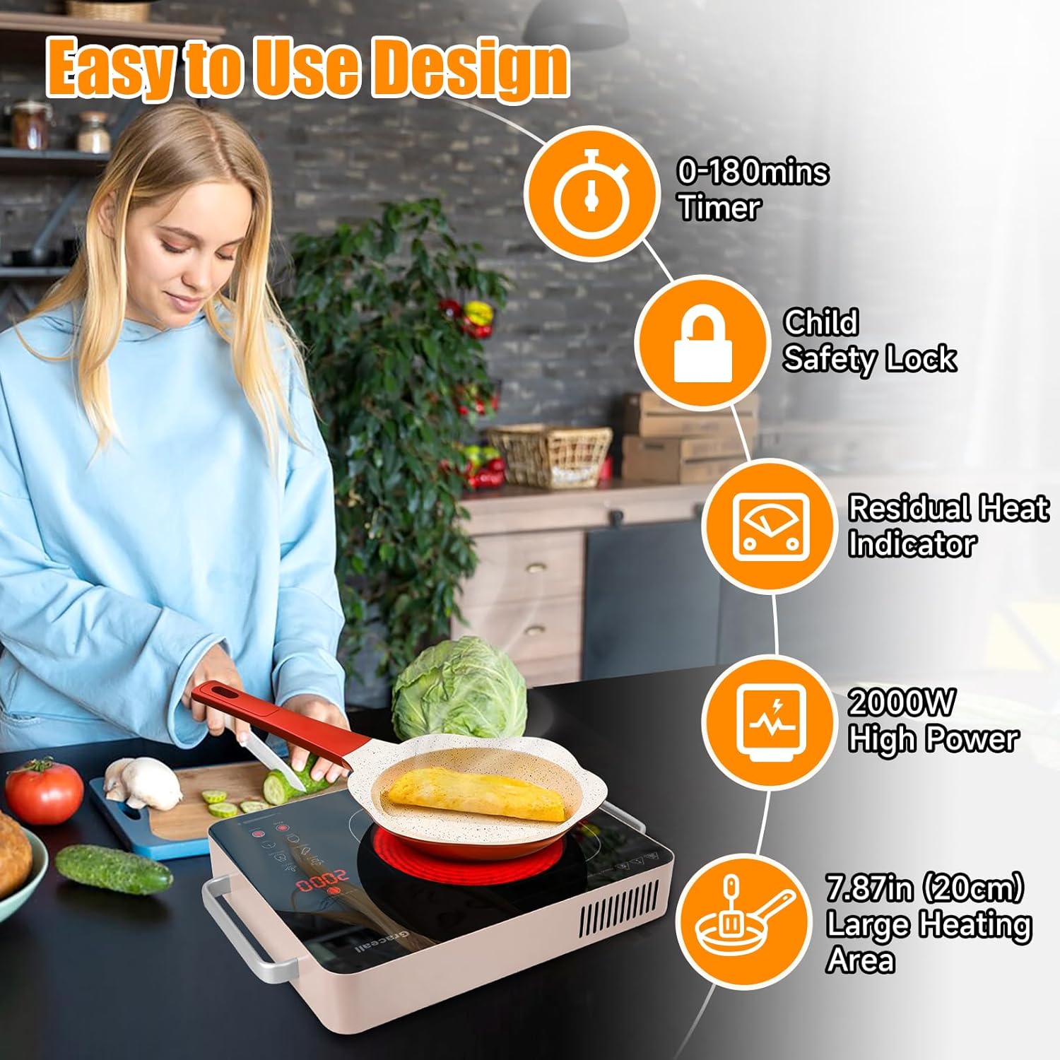 2000W Electric Hot Plate Single Burner, Portable Stove Top Burner 110V Kitchen Stove Countertop Burner for Cooking Outdoor Indoor (Korean BBQ Plate Included)