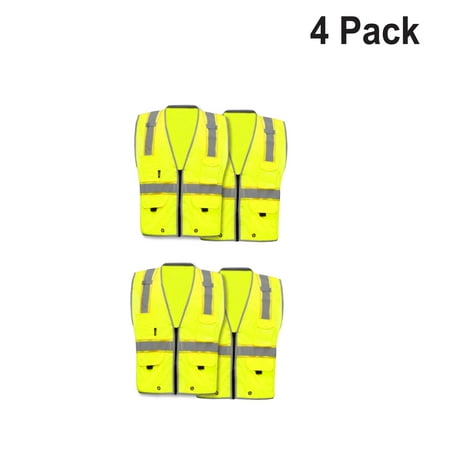 

4 Pack TRICOT Safety Orange Reflective Vest with liner | 100% polyester 120gsm (3.5oz) | RADYAN®