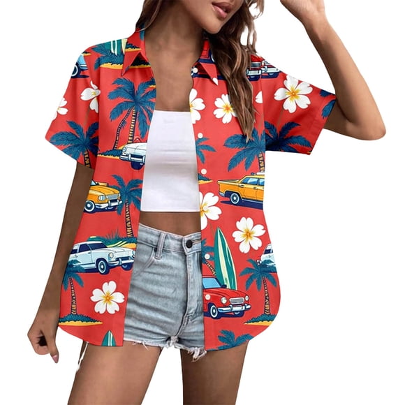 Women Casual Shirt for Everyday and - Versatile Print Top for Spring Summer Autumn Relaxed Fit Stylish Hemline and Design