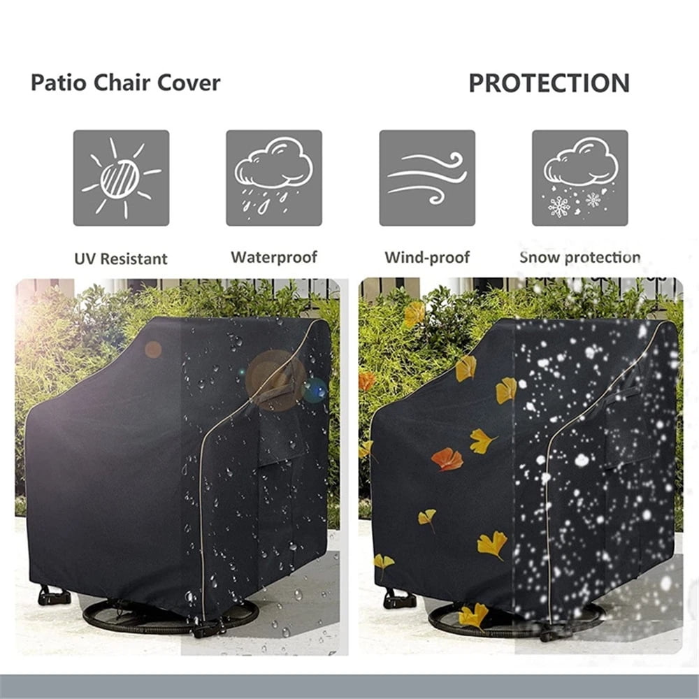 Xl-Kang Patio Chair Covers for Outdoor Furniture Waterproof Heavy Duty Waterproof Outdoor Chair Covers for All-Weather Protection Lawn Lounge Deep Seat,Black-Black 70.3*82.5*99.1cm