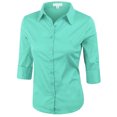 thumbnail image 2 of KOGMO Womens Classic Solid 3/4 Sleeve Button Down Blouse Dress Shirt, 2 of 5
