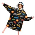 thumbnail image 4 of Game Controller Black Pattern Lamb Fleece Blanket Hoodies for Teens ,Teens Oversize Sherpa Wearable Hooded Blanket Sweatshirt with Super Pockets, 4 of 6