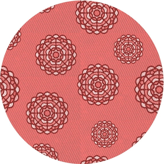 Ahgly Company Machine Washable Indoor Round Transitional Red Area Rugs, 4' Round