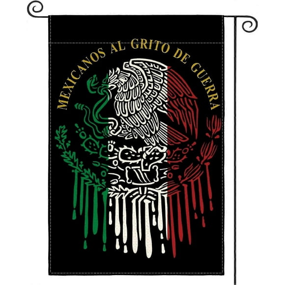 "Mexicanos, al grito de guerra" Garden Flag 12x18 Inch Double Sided, Mexican