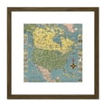 thumbnail image 1 of 1945 Ernest Dudley Chase Pictorial Map North America 8X8 Inch Square Wooden Framed Wall Art Print Picture with Mount, 1 of 4