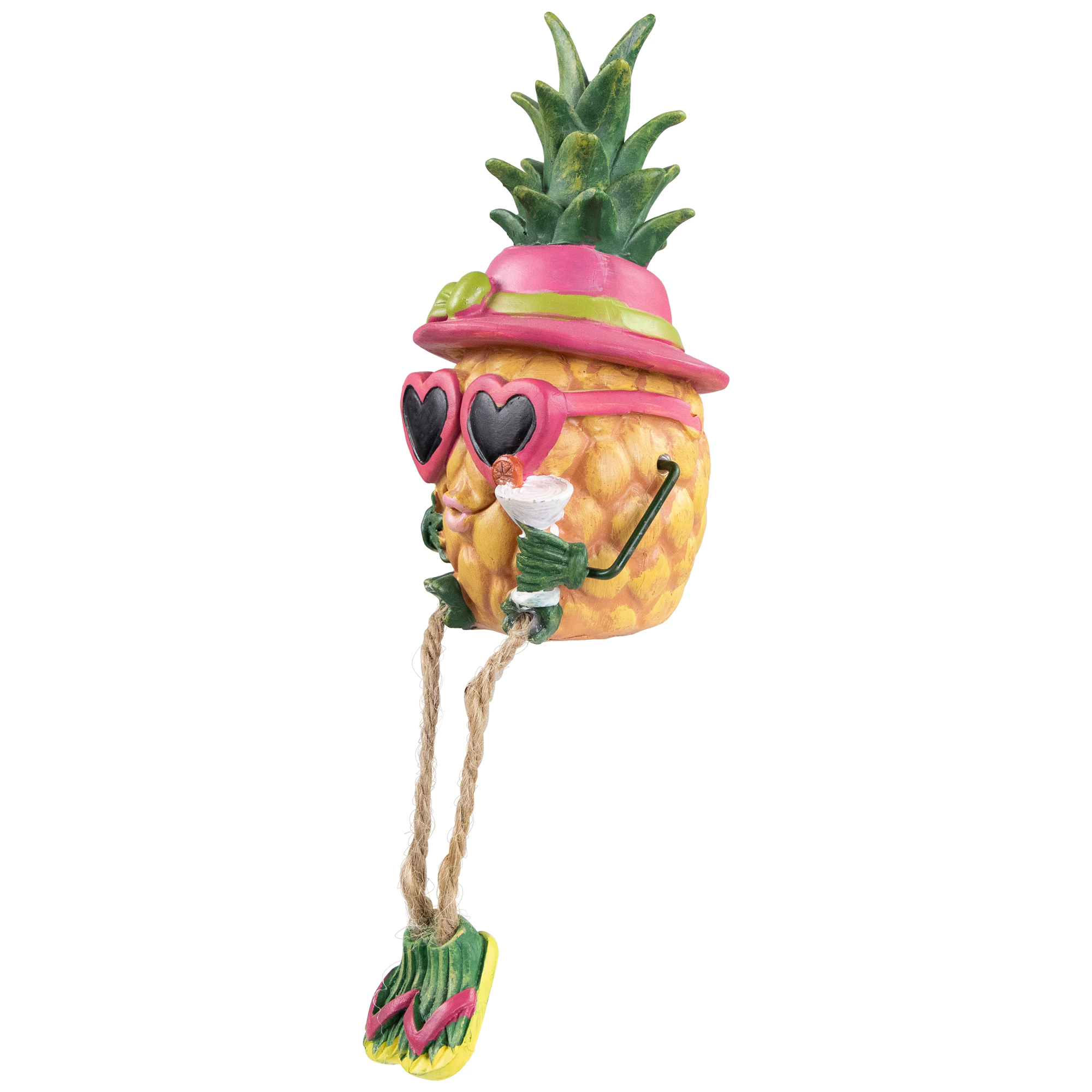 9" Summertime Dangling Leg Pineapple Girl Garden Statue