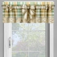thumbnail image 6 of Ambesonne Farmhouse Valance & Curtain 3 Pcs Set, Tartan Nostalgia Flowers, 55"x24", Ecru Seafoam Eggshell, 6 of 7