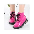 thumbnail image 5 of Difumos Girls Boys Combat Boots Patent Leather Short Bootie Side Zipper Ankle Boot Hiking Non-Slip Booties Comfort Lace Up Rose Red 4.5C, 5 of 7