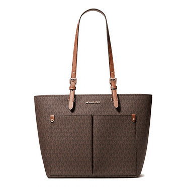 Bolsa Tote Michael Kors Original Medium Logo Pocket Café