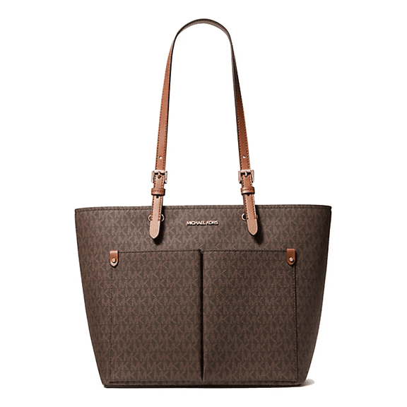 Bolsa Tote Michael Kors Original Medium Logo Pocket Café