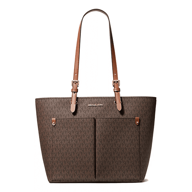 Bolsa Tote Michael Kors Original Medium Logo Pocket Café