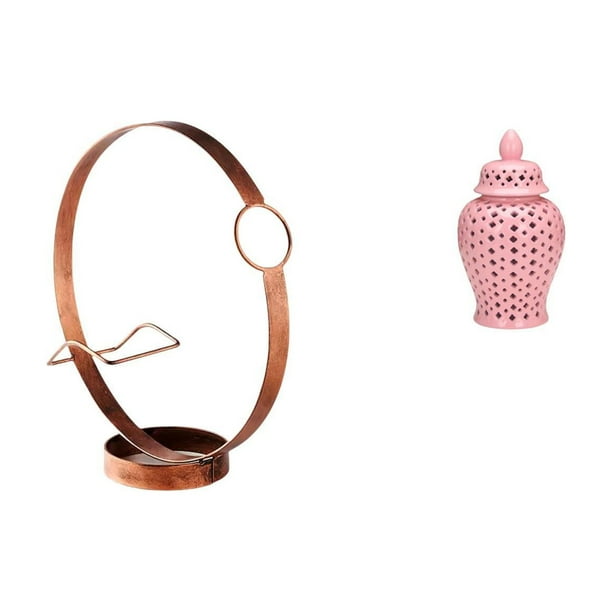 Portabotellas de vino,Soporte para botellas de vino,soporte para botellas de vino,estante de hierro,Tarro de jengibre de cerámica,Jarrón de cerámica con jengibre y arreglo floral,Jarrón