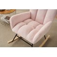 thumbnail image 6 of Modern Nursery Rocking Chair, Faux Fur Fabric Upholstered Glider Rocker with Solid Wood Legs and High Backrest, Comfy Nap Armchair for Bedroom, Living Room, Office, Pink, 6 of 9