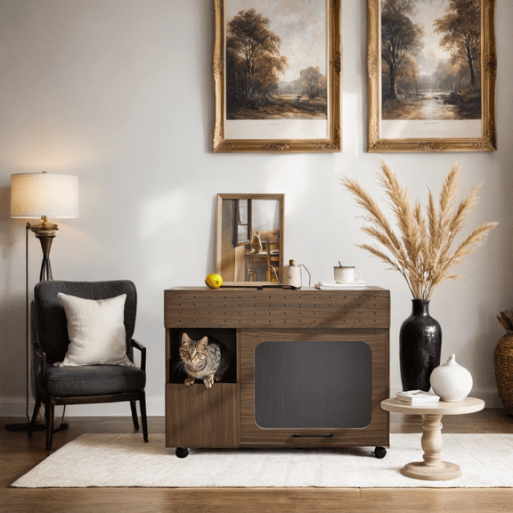 YIYADO Multifunctional litter box, cat bed with storage function, indoor enclosed litter box, cat supplies