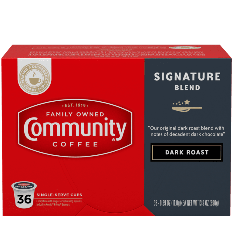 Community Coffee Signature Blend Dark Roast Single Serve 36 ct Box Walmart