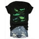 thumbnail image 2 of Vibrant Shark Print Crew Neck T-Shirt - Casual Short Sleeve Top for Women, Breathable Polyester, Machine Washable - Perfect for Spring & Summer, 2 of 7