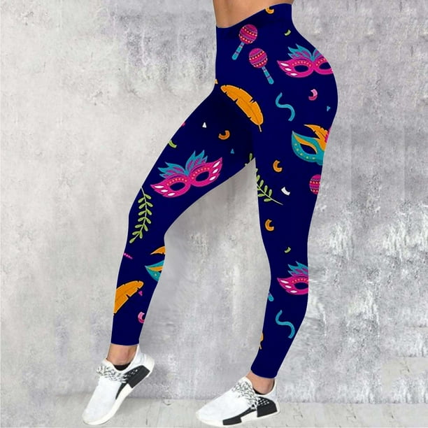 WILLBEST Pantalones de Yoga Con Estampado de Cintas de Colores de Carnaval Para Mujer, Leggings de Moda, Mallas de Entrenamiento de Cintura Alta, Ropa Deportiva Cómoda y Elástica Extra Grande