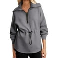 thumbnail image 3 of STETMN Women's Oversized Half Zip Up Sweatshirt Long Sleeve Drawstring Waist Soft Pullover Tops, 3 of 8