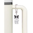 thumbnail image 3 of Delight Jewelry Love with Peace Sign - Silvertone Black Bow Charm Accessory for Tumblers and Thermal Cups, 3 of 4