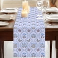 thumbnail image 3 of Table Runners 90 Inches Long Dress Scarves, Spring Floral Farmhouse Coffee/Dining/Kitchen Table Runner for Living Room, Retro Flowers Leaves Botanical Light Blue 13x90 Inch, 3 of 9