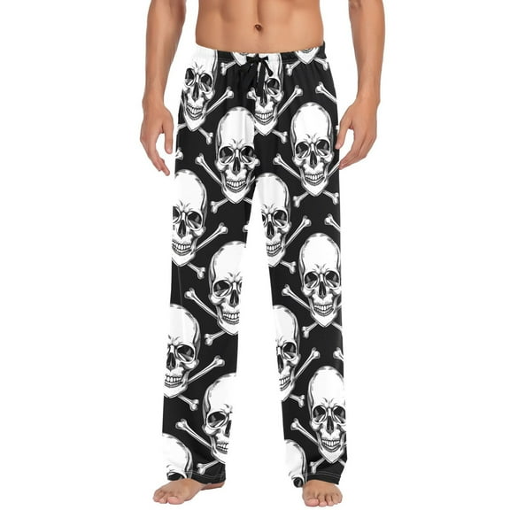 Skull Head Men's Pajama Pants Cotton Long Sleepwear Lounge Pants L