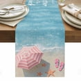 thumbnail image 2 of Life Is Better At The Beach Table Runner, Summer Sea Umbrella Slippers Starfish Cotton Linen Kitchen Table Decoration Washable Dining Tabletop Runners for Home Party Decor 13x120 Inches, 2 of 9