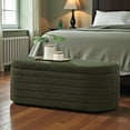 thumbnail image 2 of GZXS Lift Top Storage Bench, Modern Teddy Fabric Upholstered Oval Bench, for Entryway/Living Room/Bedroom, 43"L x 17.5"W x 17.5"H, Dark Green, 2 of 7