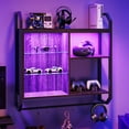 thumbnail image 6 of Bestier 33" Floating Shelves with LED Lights Wood Wall Mounted Storage Display Shelves for Kitchen Bathroom, Charcoal, 6 of 10