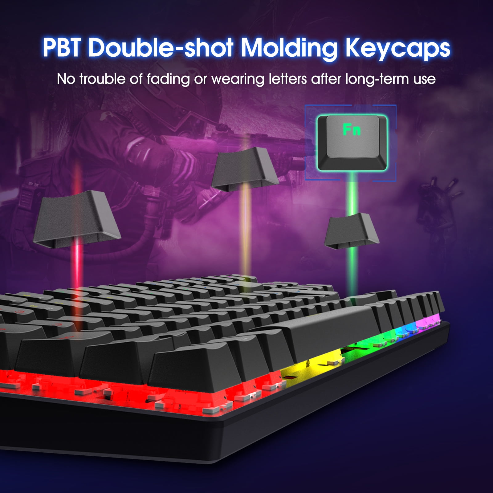 Buy PICTEK Mechanical Gaming Keyboard, RGB LED Rainbow Backlit 60