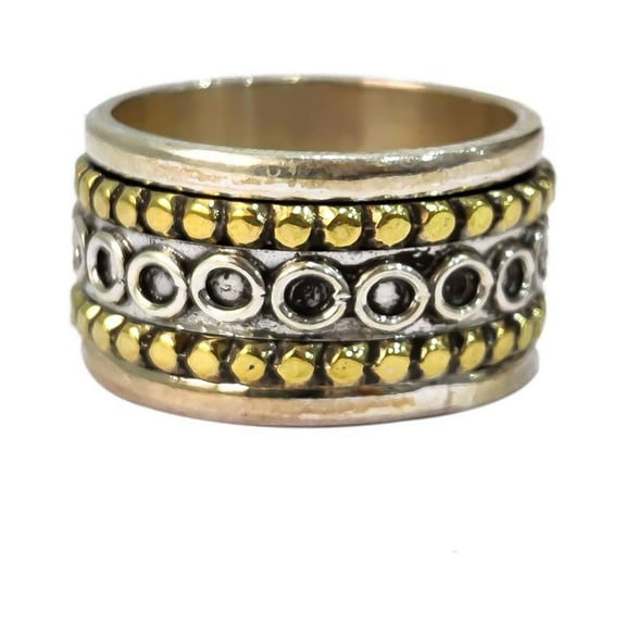 Silver Spinner Band, Meditation Ring, 925 Sterling Silver Ring, Spinning Thumb Ring, Two Tone Ring, Fidget Ring, Handmade Jewelry, Christmas Oxidized, Womans Band Ring, Anxiety Ring, Mans Band Gifts