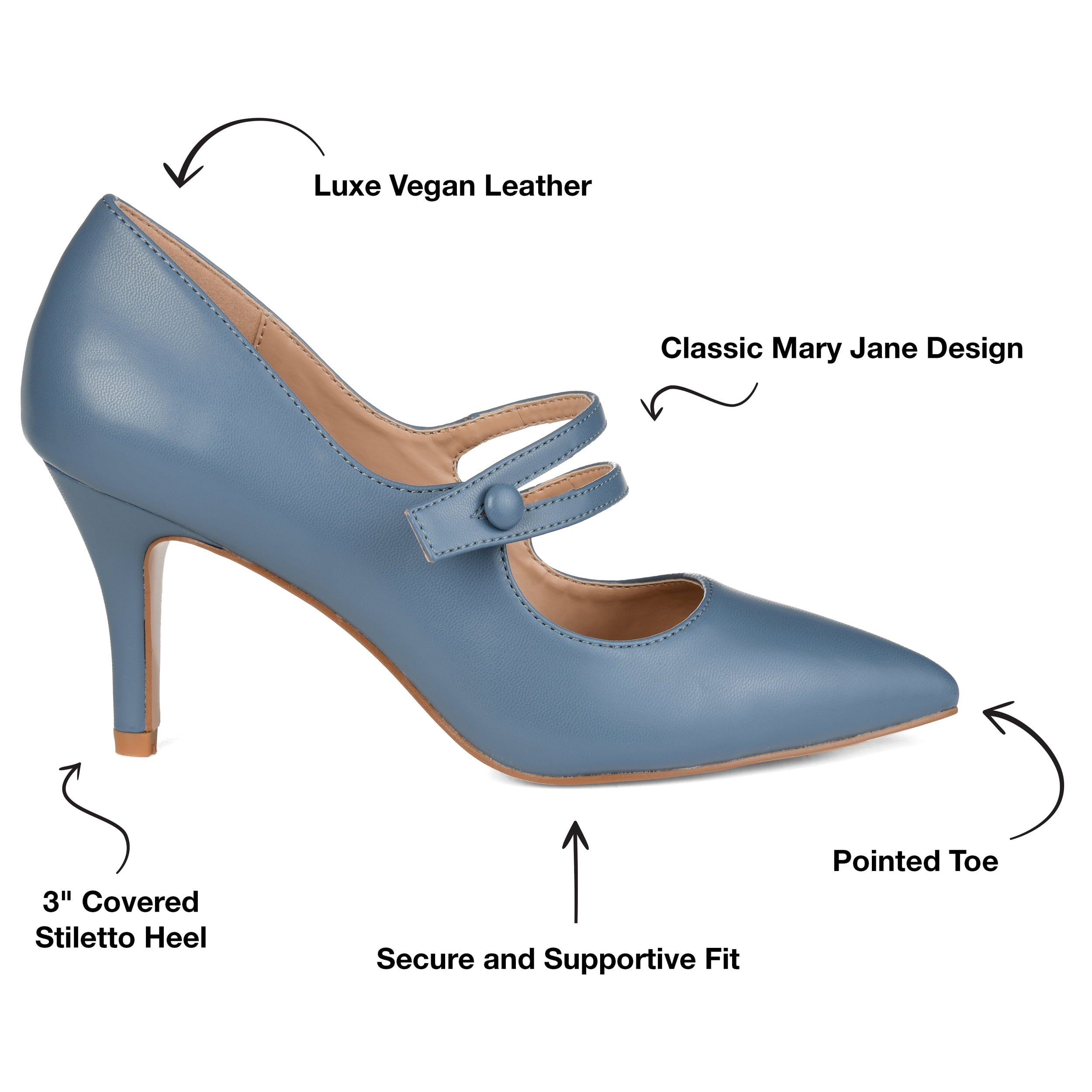 Journee Womens Sidney Pointed Toe Mid Heel Pumps