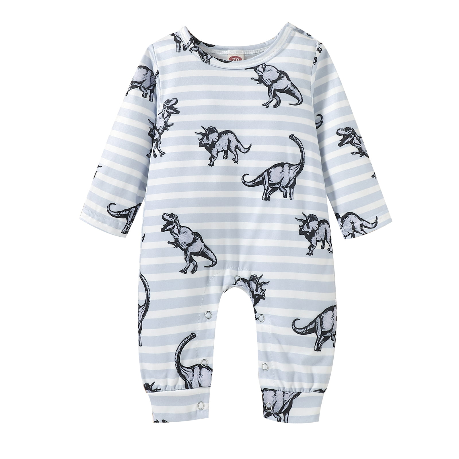Newborn Infant Baby Baby Boys Girls Dinosaur Sleepsuits Pyjamas Kids Toddlers Onesie Pjs Romper Jumpsuit One 6-12 Months, Short Sleeves-Blue 