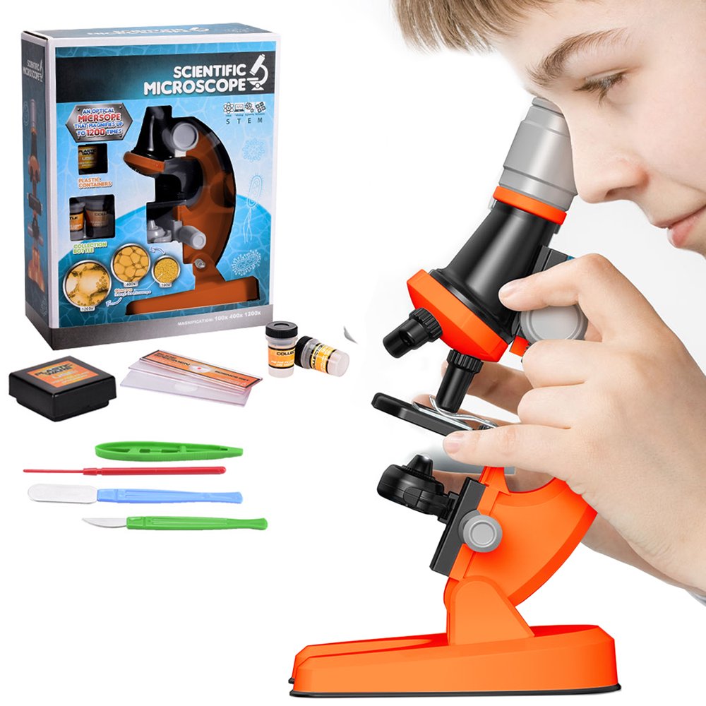 Microscope Portable Pour Enfants – Lion Design – Écran 2.4″ 1080p – Grossissement 500x – Double Objectif – Cadeau 3-12 Ans