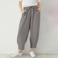 thumbnail image 2 of Krdevn Girls' Linen-Blend Cropped Pants, Comfortable Wide-Leg Trousers with Pockets, Stylish Everyday Wear for Spring & Summer,13-14 Years, 2 of 8