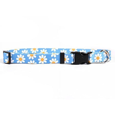 UPC: 0730957599240 | Yellow Dog Design Blue Daisy Dog Collar 1  Wide and Fits Neck 18 to 28   Large