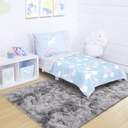 LOCHAS Soft Area Rugs Tie-dyed Print Shaggy Fluffy Carpets for Living Room Bedroom Nursery Kids Play Mat 4x6, Gray