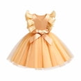 thumbnail image 3 of Bobifish Toddler Girls Dress Elegant Sleeveless V Neck Ruffle Sleeve Flower Decor Puff Tulle Tutu Dress Party Kids Girls Dresss, 3 of 8